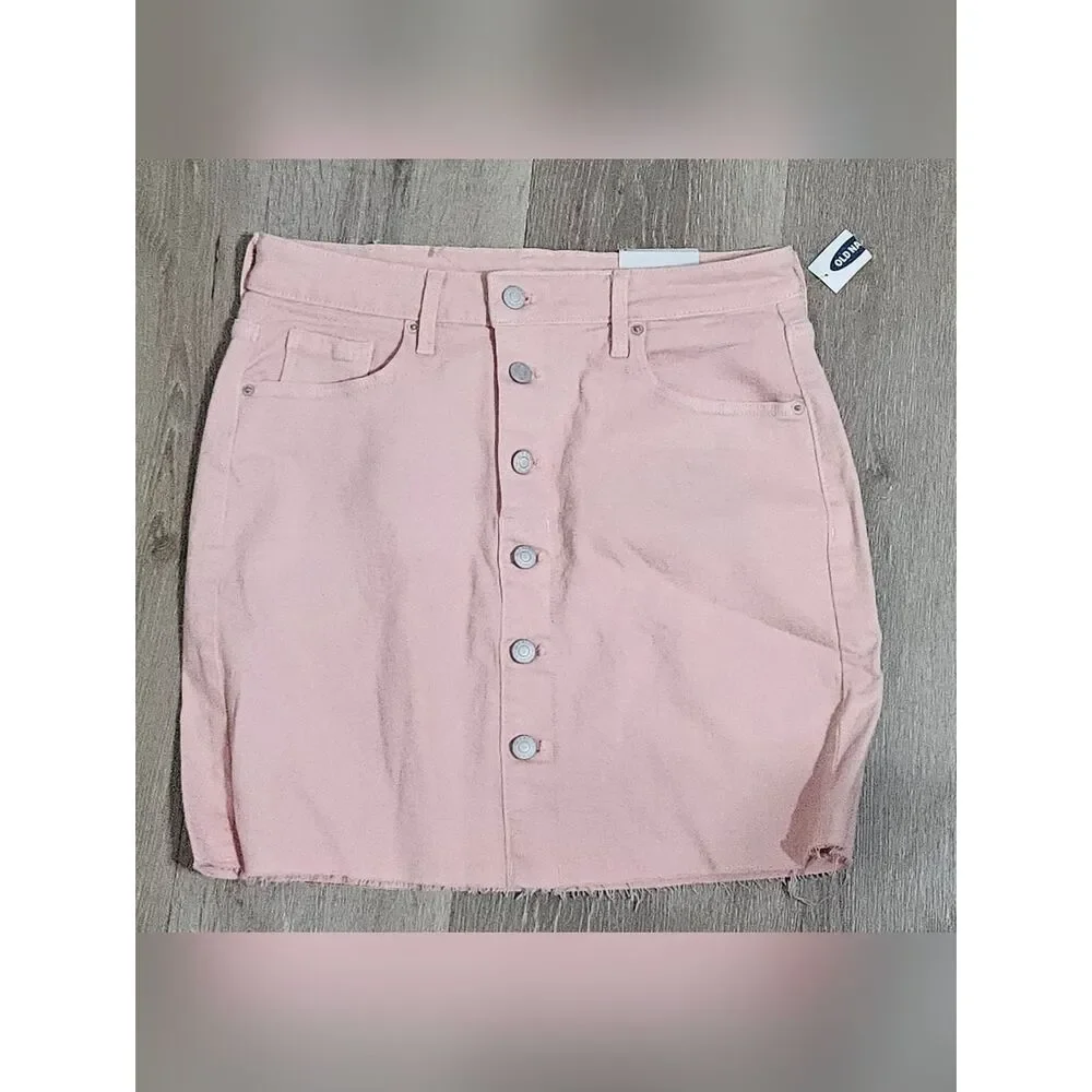 NWT Old Navy Button Front Denim Skirt Women's Size 6